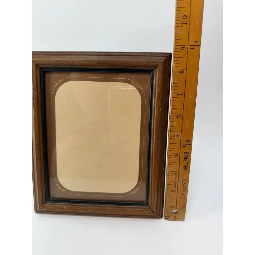 Wood Picture Frame Desktop Display Glass Insert Brown Wood Photo Frame Stand